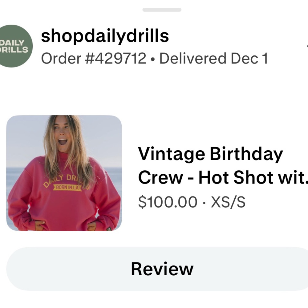 Daily Drills Vintage Pink Crewneck with Yellow Text  Item new in packaging.